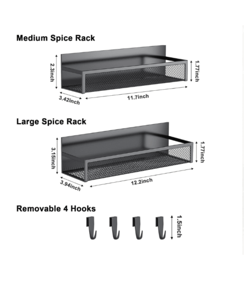 Fridge Magnet Organizer with Moveable 4 Hooks