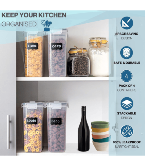 4Pcs Set Plastic Food Storage Containers