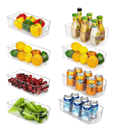 8pcs Clear Plastic Containers for Shelves