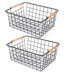 Wire Storage Baskets with Wooden Handles