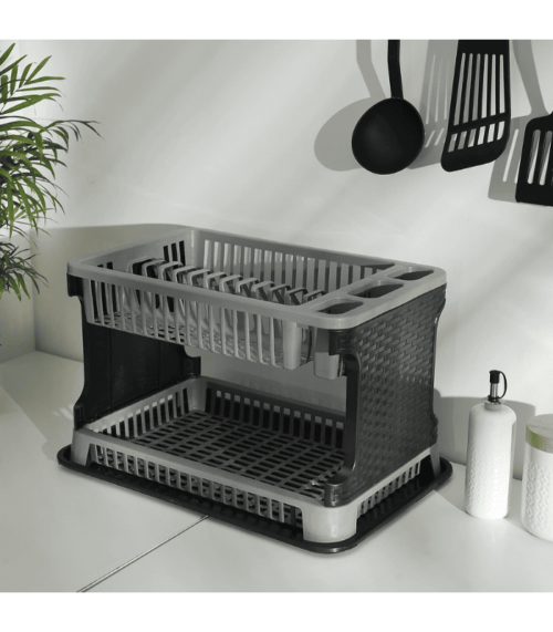 2Layer Rattan Dish Drainer 1X10
