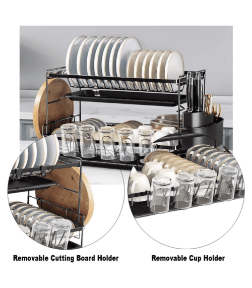 2 Tiers Dish Drying Stand With Drainer