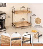 2 Tier Wooden Shelf for Coffee Bar Accessories