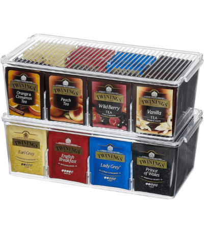 Plastic Stackable Tea Bag Organizer for Counter