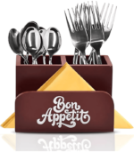 Wood Cutlery Holder with Napkin Rack