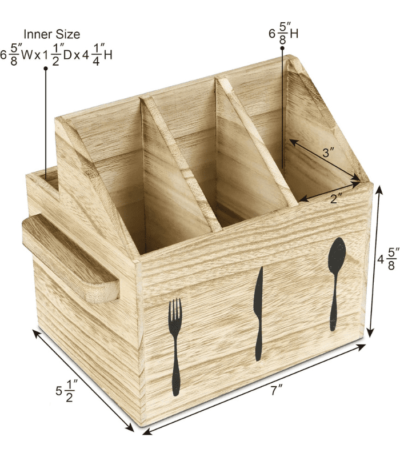 Wooden Utensil Holder with Handles