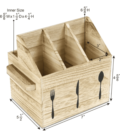Wooden Utensil Holder with Handles