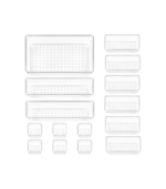 15 PCS Clear Plastic Drawer Organizer Set