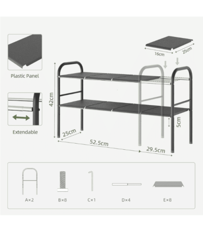 2 Tier Expandable Under Cabinet Organizer Shelf