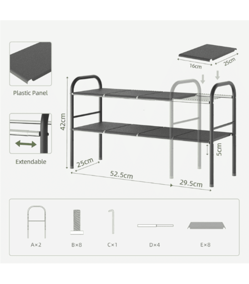 2 Tier Expandable Under Cabinet Organizer Shelf