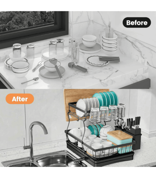 2 Tier Dish Rack for Kitchen Counter