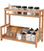 2 Tier Bamboo Spice Rack Organizer