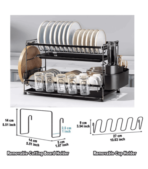 2 Tiers Dish Drying Stand With Drainer