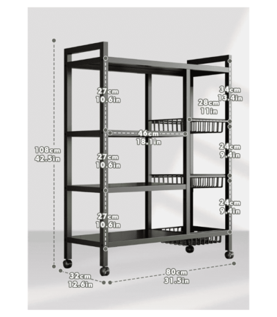 URbazaar 5-Tier Microwave Stand with Storage Cabinet (Beige)