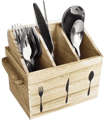 Wooden Utensil Holder with Handles