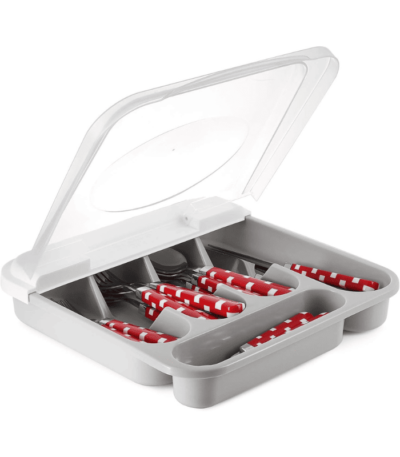 Flatware Plastic Tray with Hinged Lid