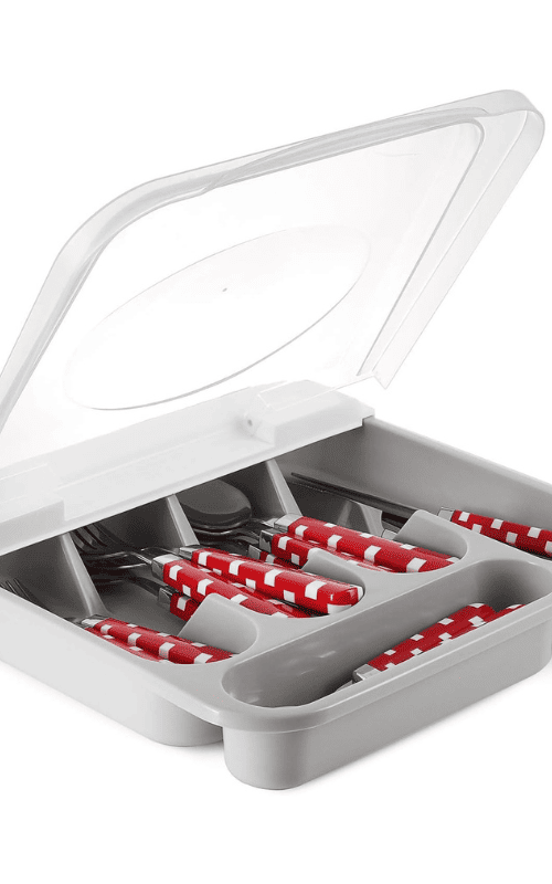 Flatware Plastic Tray with Hinged Lid
