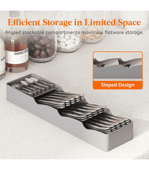Narrow Silverware Tray for Kitchen Drawers