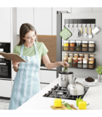 Magnetic Fridge Organizer with 8-Hook Rack