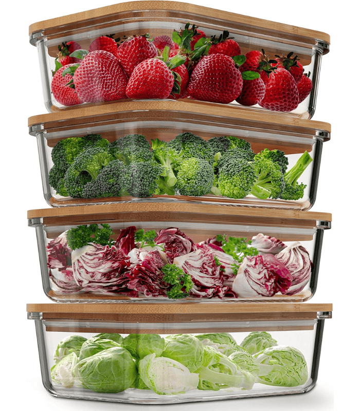 Glass Food Storage Containers with Bamboo Lids