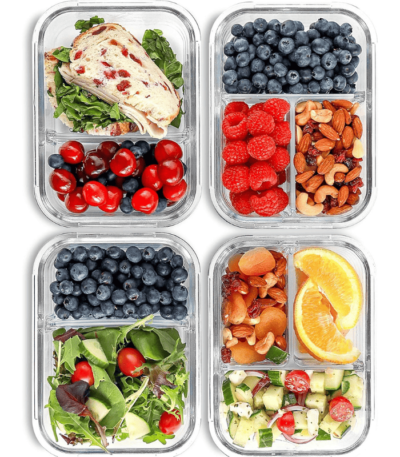 Glass Meal Prep Containers 2 and 3 Compartments