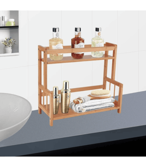 2 Tier Bamboo Spice Rack Organizer