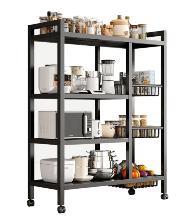 URbazaar 5-Tier Microwave Stand with Storage Cabinet (Beige)