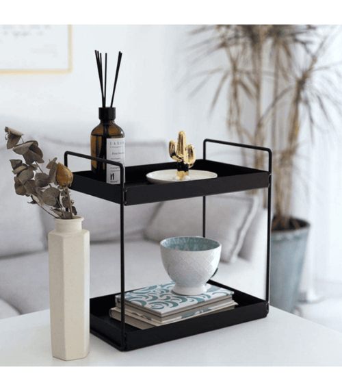 2-Tier Standing Countertop Metal Storage Rack