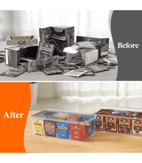 Plastic Stackable Tea Bag Organizer for Counter