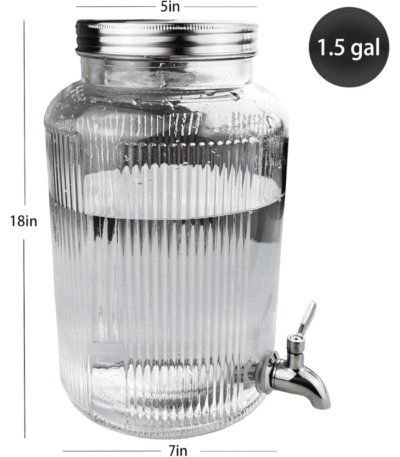 1.5 gallon Glass Ice Beverage Drink Dispenser