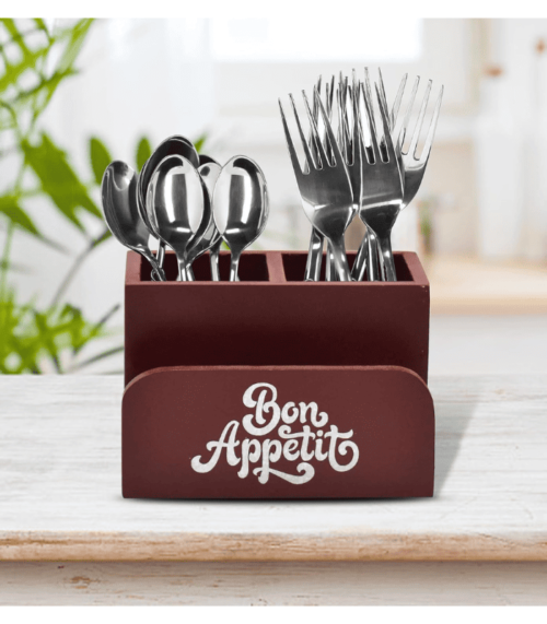 Wood Cutlery Holder with Napkin Rack