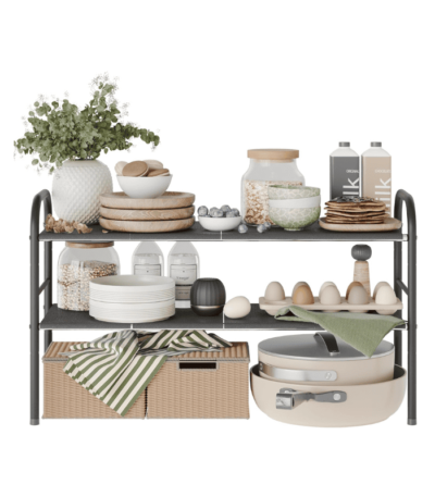 2 Tier Expandable Under Cabinet Organizer Shelf