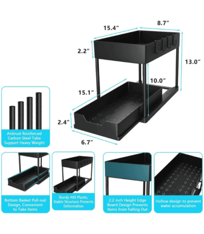 2 Tier Under Sink Organizer for Kitchen