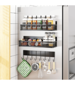 Magnetic Fridge Organizer with 8-Hook Rack
