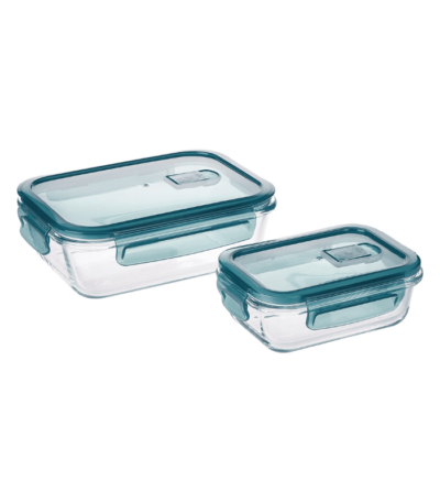 2 Pcs Glass Airtight Food Storage Container