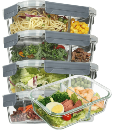 5Pack Glass Food Storage Containers with Lids