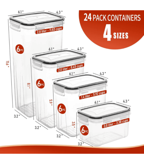 24 Pack Airtight Food Storage Containers