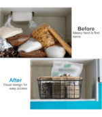 Wire Storage Baskets with Wooden Handles