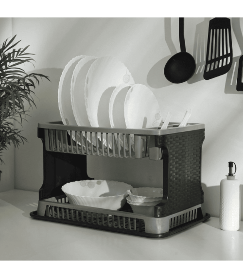 2Layer Rattan Dish Drainer 1X10