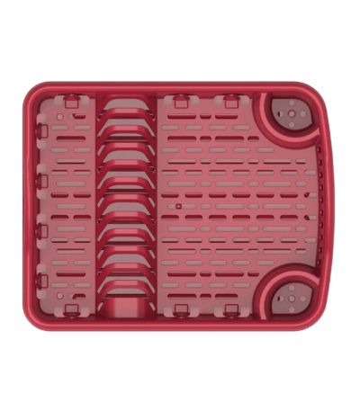 Large Dish Rack With Drainer, Dark red