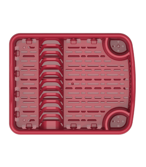 Large Dish Rack With Drainer, Dark red