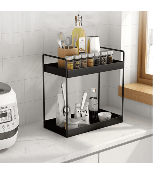 2-Tier Standing Countertop Metal Storage Rack