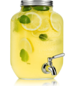Glass Beverage Dispenser with Metal Spigot