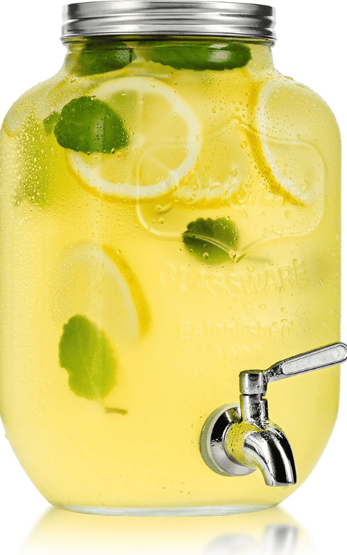Glass Beverage Dispenser with Metal Spigot