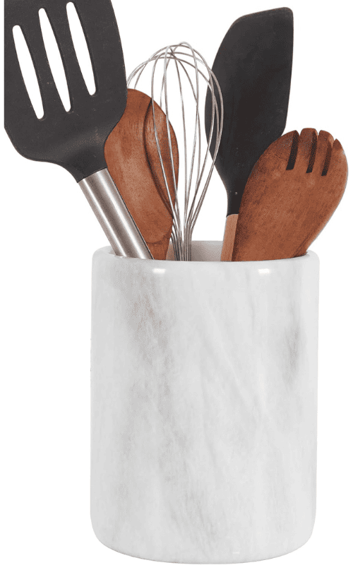 Marble Utensil Holder White Handmade