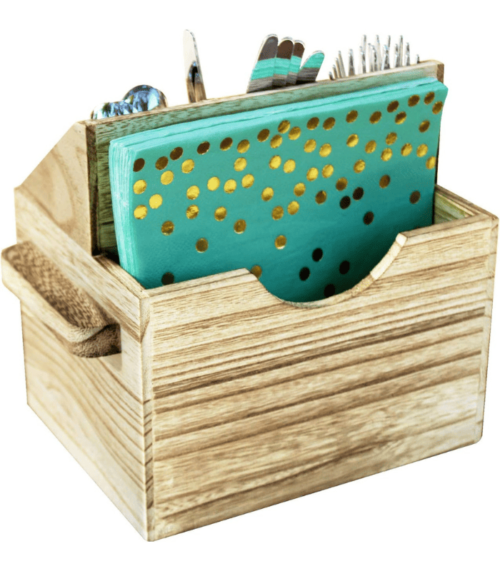 Wooden Utensil Holder with Handles