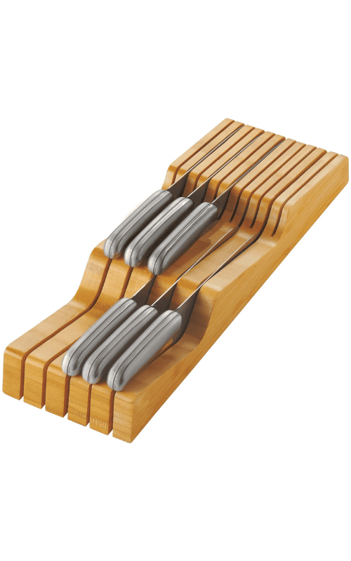 Bamboo Wood Drawer Knife Organizer