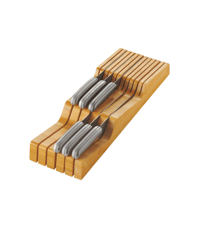 Bamboo Wood Drawer Knife Organizer
