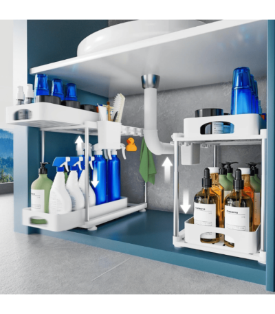 Double Sliding Kitchen Cabinet Organizer
