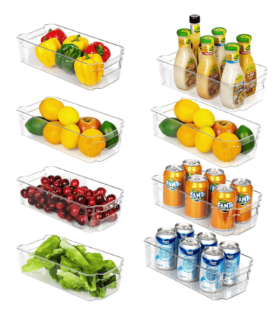 8pcs Clear Pantry Organizers and Storage Bins